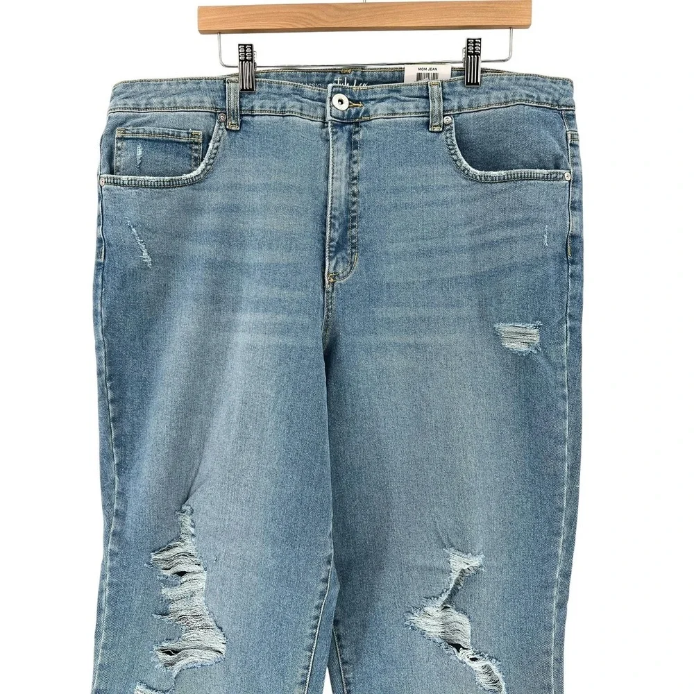 Style & Co Jeans Womens Plus Size 18W Blue High‎ Rise Straight Distressed Denim